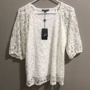 NWT white lace half sleeve